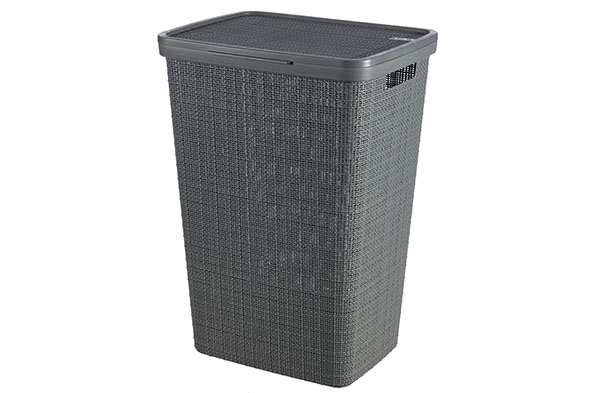 Jute wasbox donkergrijs 58 l, 43 x 34 x 58,2 cm