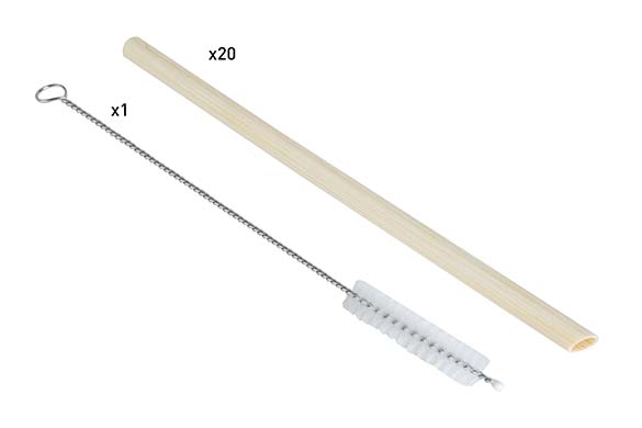 Eco rietjes van bamboe bruin, Ø 0,8 cm, lengte 20 cm, set van 20