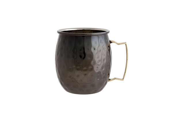 Bar Basic Moscow Mule Becher, 450 ml, Edelstahl, schwarz, gehämmert, Ø 8,5 x H 10 cm