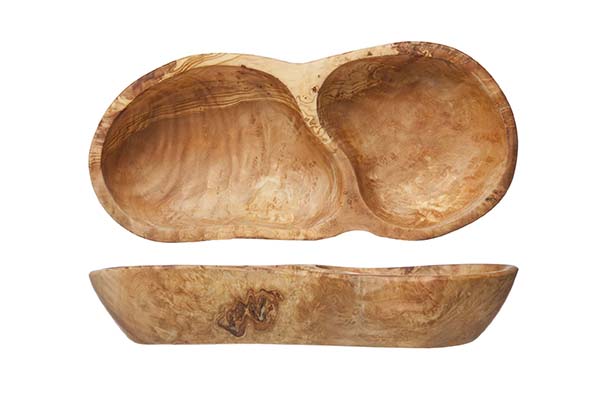 Antipasti bord 2 secties olijfhout 19 x 8 x 3 cm