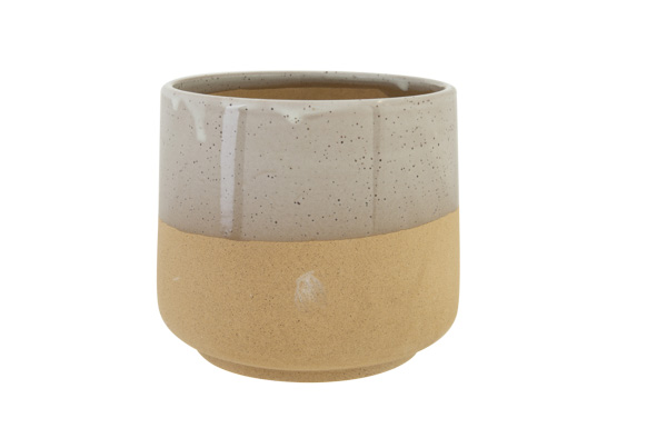 Bloempot rond aardewerk greige 15 x 15 x 15 cm