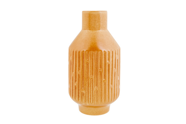 Vaas patroon honey amber rond aardewerk 13,5 x 13,5 x 25 cm