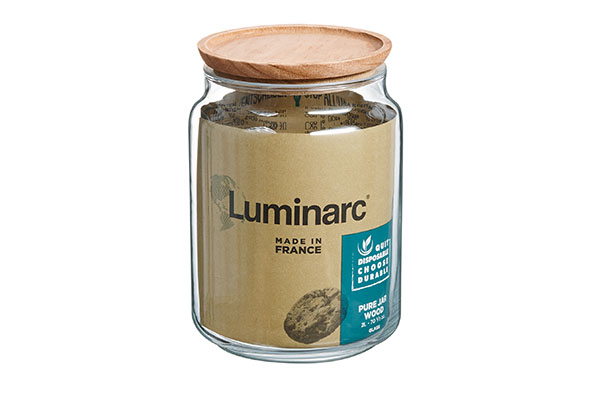 Durable Pure Jar voorraadpot, 2 l, houten deksel, transparant