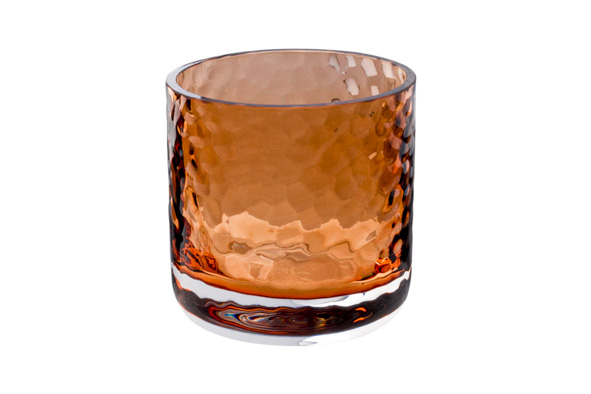 Theelichthouder Vienna oranje 6 x 6 x h 6 cm glas