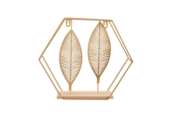 Wanddeko Blatt Gold 30,7 x 27,3 x 9 cm Metall