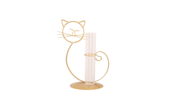 Vasenhalter, gold, Metall-Glas, 17,6 x 10,9 x 21 cm