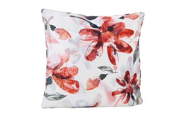 Kussen Pink Flowers wit 45 x 45 x 10 cm polyester