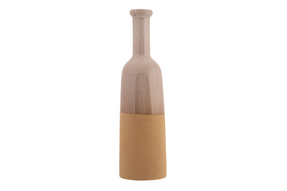 flesvaas bottom part sanded finish greige 10 x 10 x 35 cm aardewerk