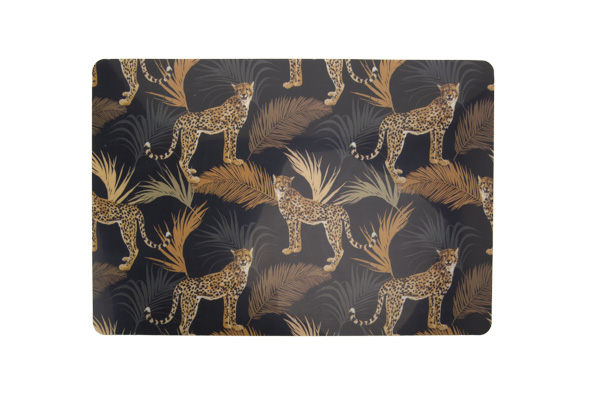Placemat zwart jachtluipaard 43,5 x 28,5 cm rechthoekig