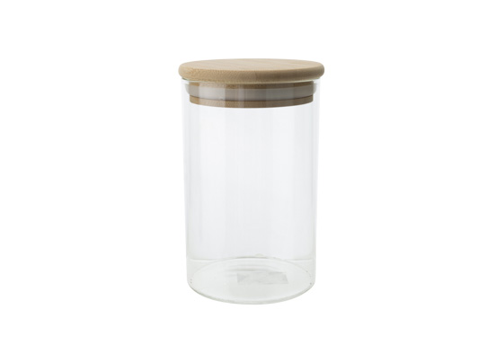 Voorraadpot glas 0,5 l Ø 8,2 cm houten deksel