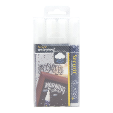 Set van 4 krijtstiften waterproof wit 14,7 x 7,8 x 2,3 cm