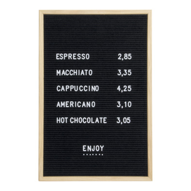 Letterboard Filz Holzrahmen 60 x 40 x 2 cm inkl. Buchstabenset