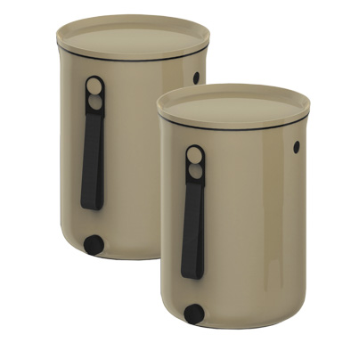 Organko 2 compostbak beige set van 2, 23.3 x 46.6 x 32.3 cm, 9.6 l