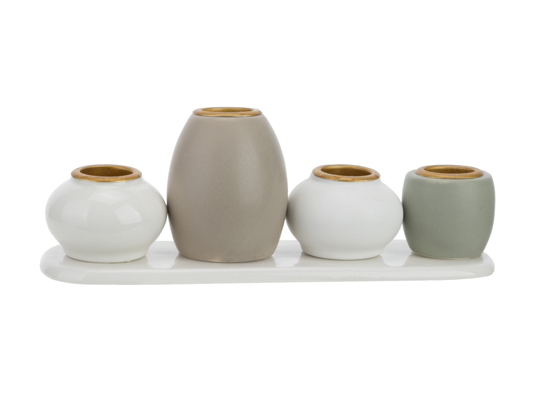 Set van 4 theelichthouders multikleur keramiek 6,5 x 20 x 7 cm