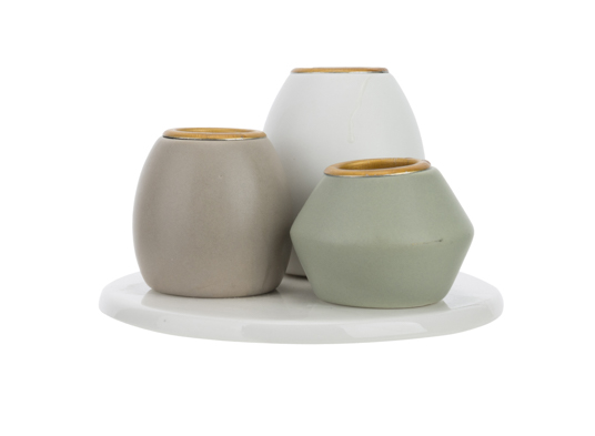 Set van 3 keramiek theelichthouders multikleur 11,6 x 11,6 x 6,7 cm