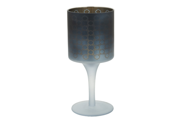 Teelichthalter Degrade auf Fuß Blau Glas rund 9,5 x 10,3 x 19,5 cm