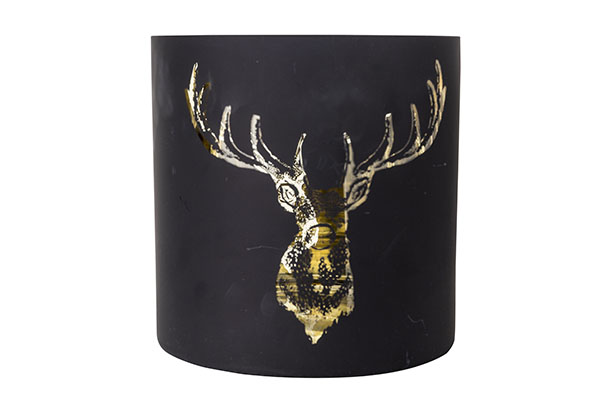 Teelichthalter deerhead gold matt schwarz Glas 20 x 20 x 20 cm