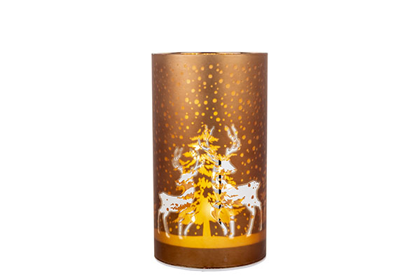 Lampe Deers forest led rund Glas Kupfer 10 x 10 x 18 cm