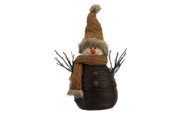 Schneemann Camel Braun Textil 22 x 13 x 35 cm