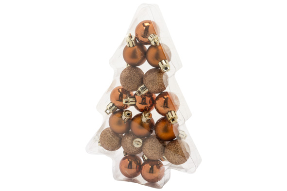 Weihnachtskugel 17er-Set mix kupfer Kunststoff Ø 3 cm