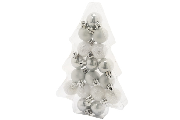 Weihnachtskugel 17er-Set mix weiß Kunststoff Ø 3 cm