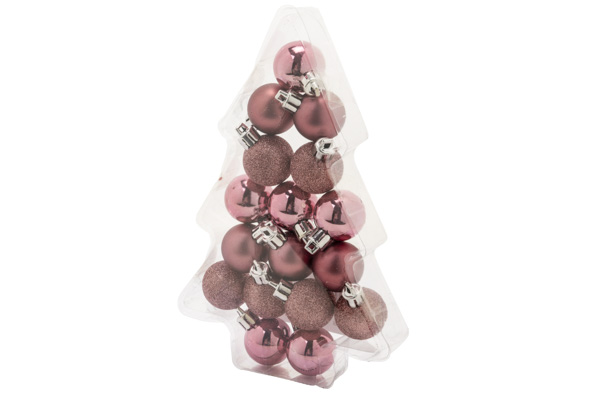 Weihnachtskugel 17er-Set Rosa Ø 3 cm Kunststoff