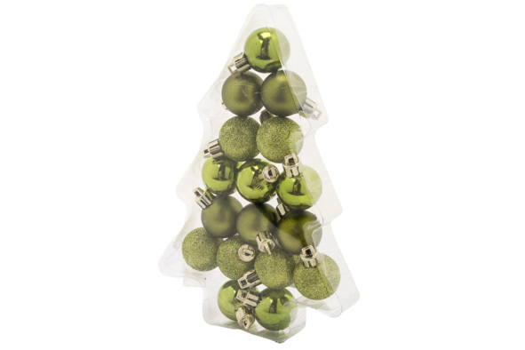 17er-Set Weihnachtskugeln Mix grün Ø 3 cm Kunststoff
