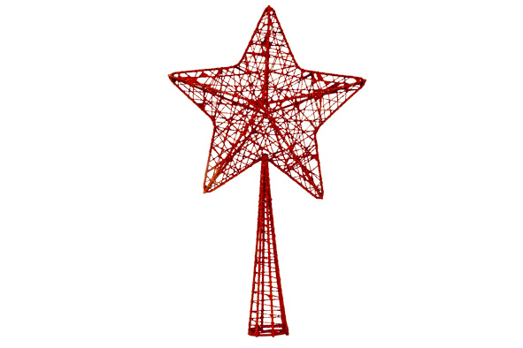 Weihnachtsbaumspitze Stern mit Glitter, rot, Kunststoff