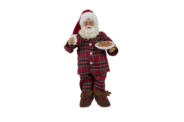 Santa in pajamas red 20 x 14 x 36 cm polyester