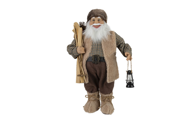 Kerstman bruin 20 x 13 x 31 cm polyester