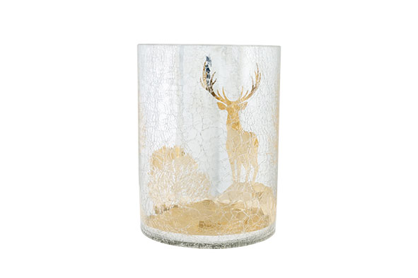 Teelichthalter cracle deer silber Glas 16 x 15,9 x 19,5 cm