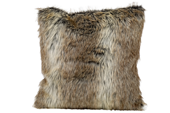 Kussen faux fur bruin 45 x 45 x 10 cm polyester