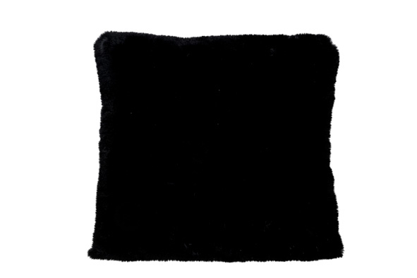 Kussen Thick Faux Rabbit Fur zwart 45 x 45 x 10 cm polyester