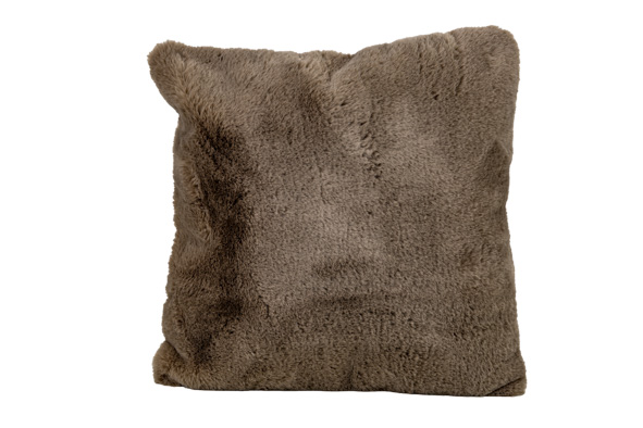 Kussen thick faux rabbit fur taupe 45 x 45 cm
