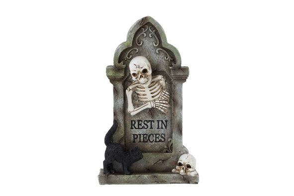 Grafsteen skeleton bruin polyresin 12 x 5 x 20 cm