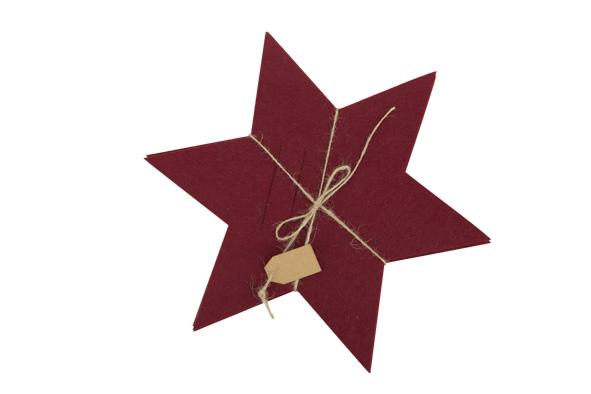 Ster bestek, set van 4, bordeaux, vilt, 25 x 28,5 x 0,3 cm