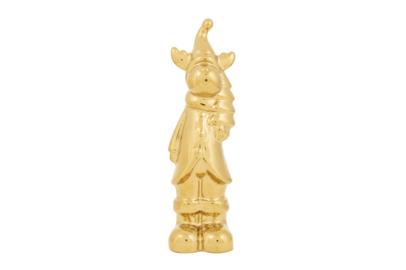 Rendier met pinhoed, goud, dolomiet, 5,2 x 5,2 x 17,6 cm
