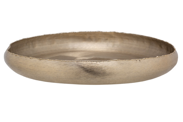 Schale Brushed, gold, rund, Aluminium, 43 x 43 x 5,5 cm