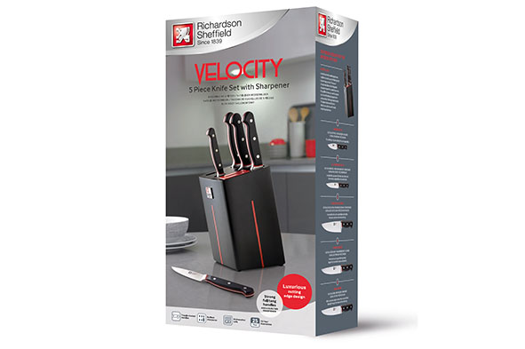 Velocity messenblok zwart, set van 5