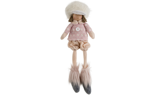 Winterkind Remi sitzend rosa 18 x 10 x 45 cm Textil