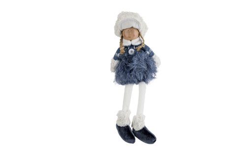Winterkind Sophie sitzend blau 18 x 10 x 45 cm Textil