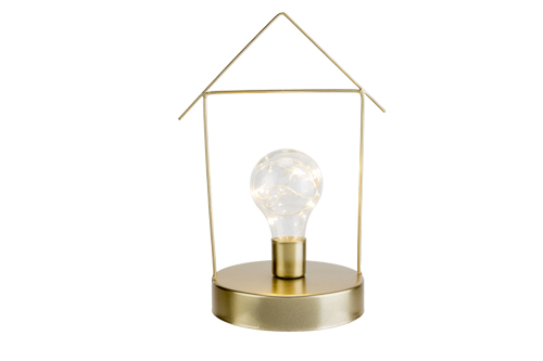 huis LED goud 15,5 x 12 x 23,5 cm metaal