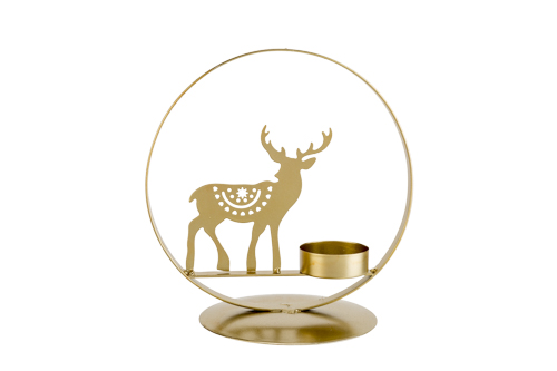 Teelichthalter Circle Deer gold 15,5 x 10,5 x 16 cm rund Metall