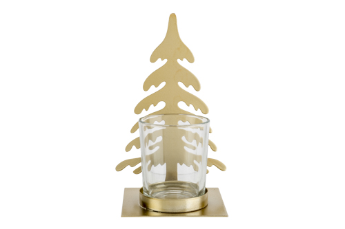 Teelichthalter Tree mit Glashalter 9,5 x 8 x 15 cm gold Metall
