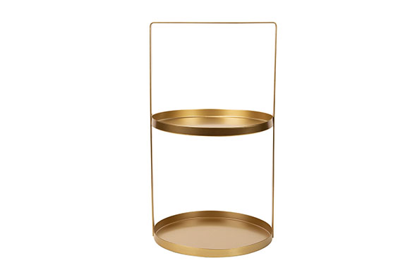 Etagere 2 Ebenen matt Gold Metall 25 x 25 x 45 cm