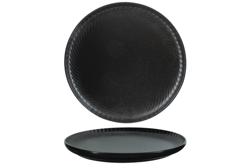 Dakota Black plat bord steengoed zwart Ø 26,5 cm