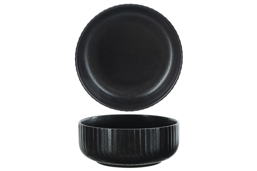 Dakota Black kom Ø 15,7 cm, zwart, steengoed
