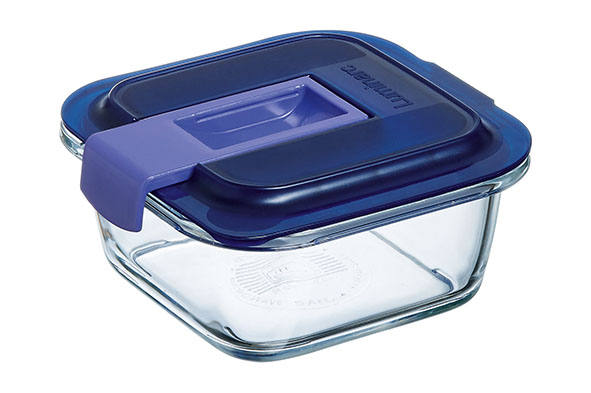 Easy Box vierkante box 380 ml, transparant met blauw deksel