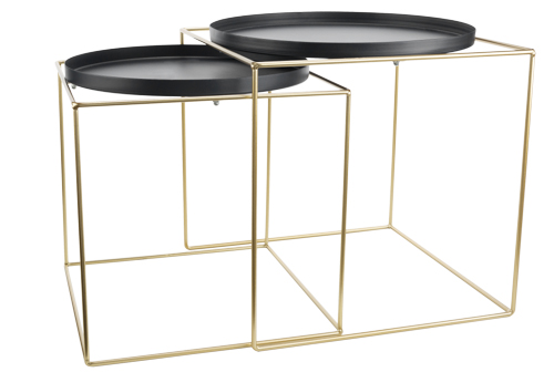 2er-Set Beistelltische matt schwarz 41 x 41 x 42 cm & 46,5 x 46,5 x 47 cm Metall