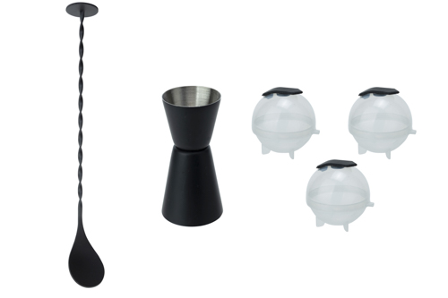 Cocktailset set van 5 kunststof en alu 31,8 x 13 x 6,5 cm